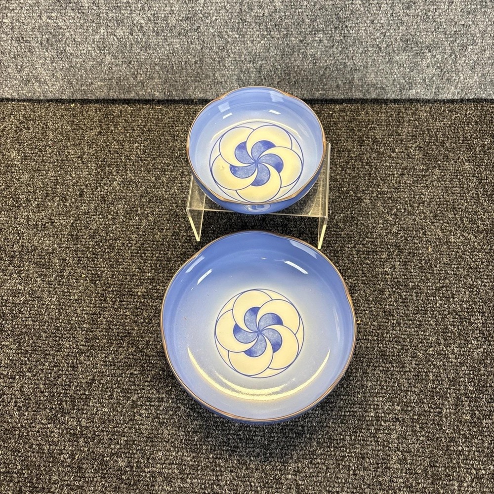 Vtg~Lillian Vernon~Japan 2 pc Blue Serving Bowls~Plum Blossom Design LV8360